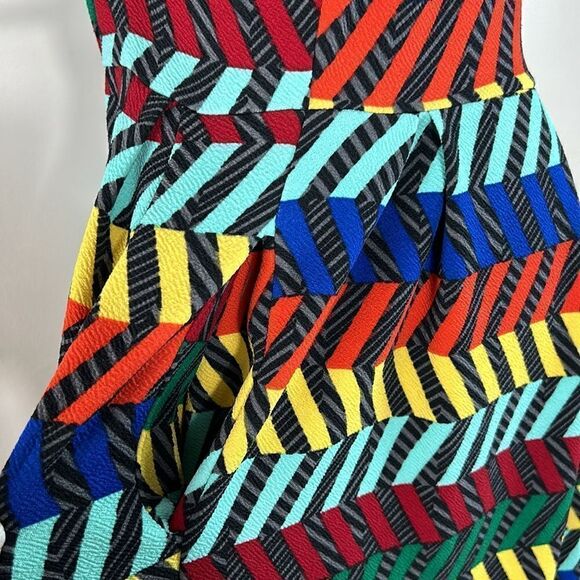 LuLaRoe Amelia Dress Fit & Flare plus size 3XL Midi Dress Multicolour Chevron 3X - Picture 6 of 8
